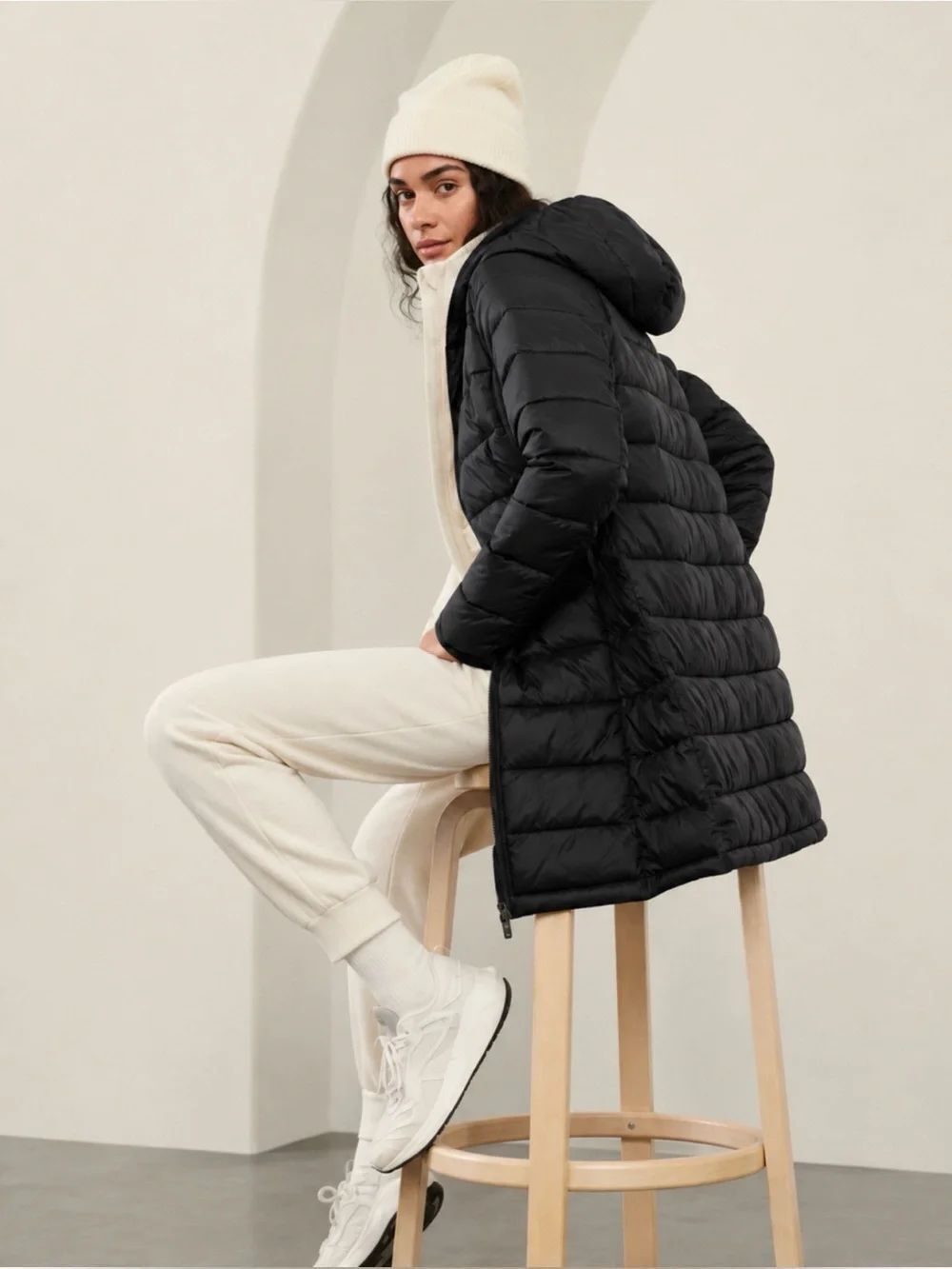 Athleta Aire Puffer Parka Coat in Black Size XS/P~ Excellent $179